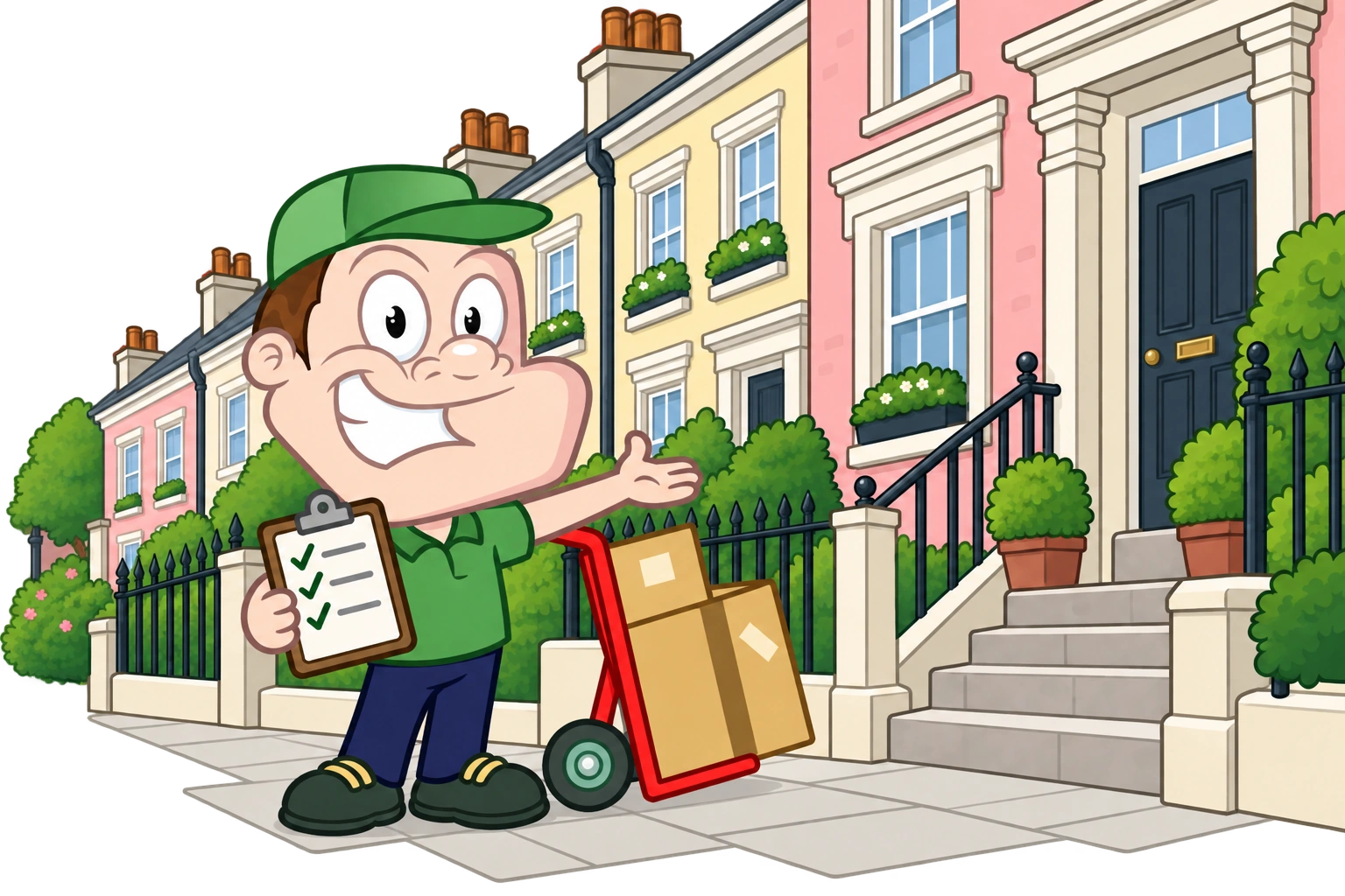 Driver Dan planning access with a moving checklist and boxes in Bristol