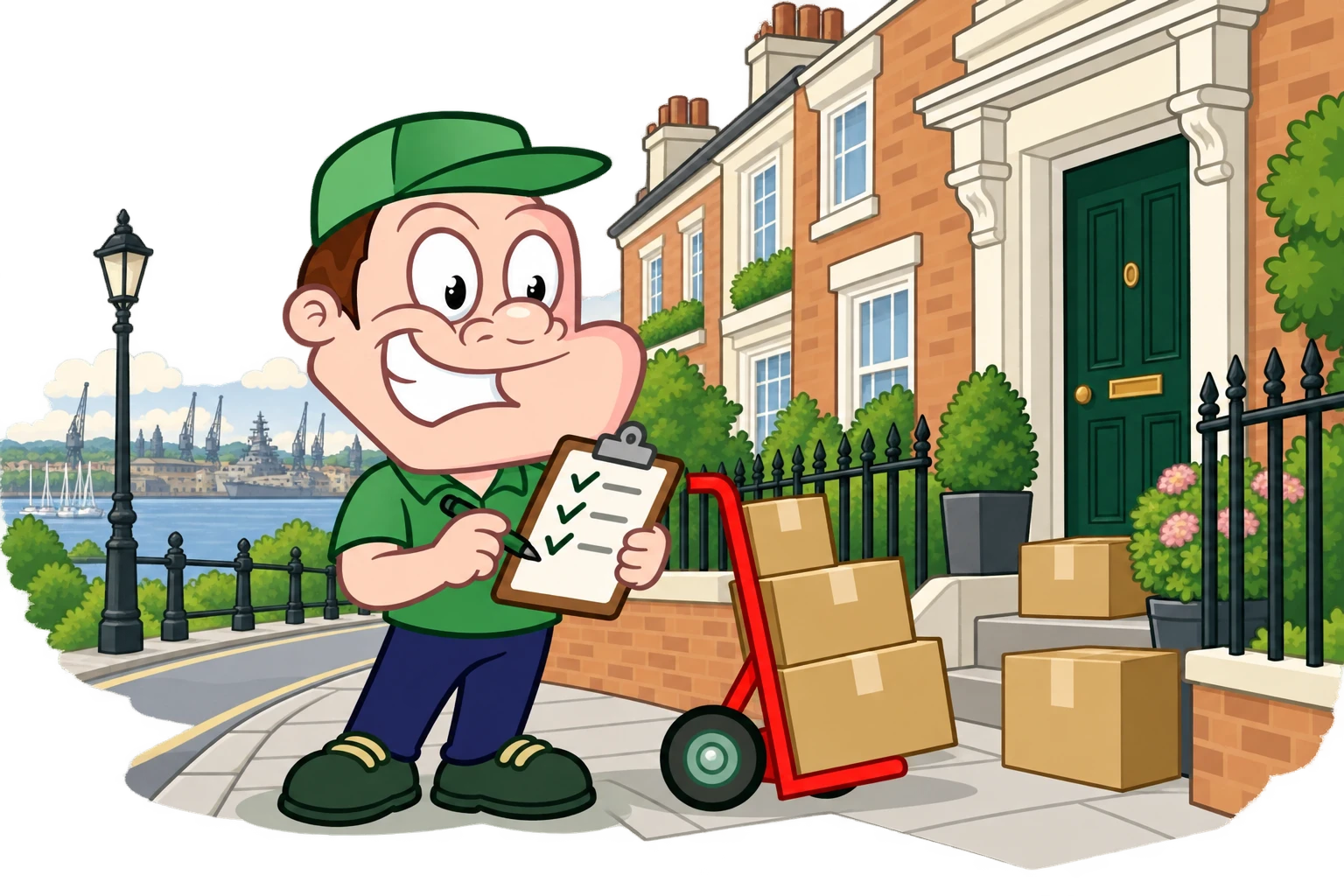 Driver Dan planning access with a moving checklist and boxes in Gillingham