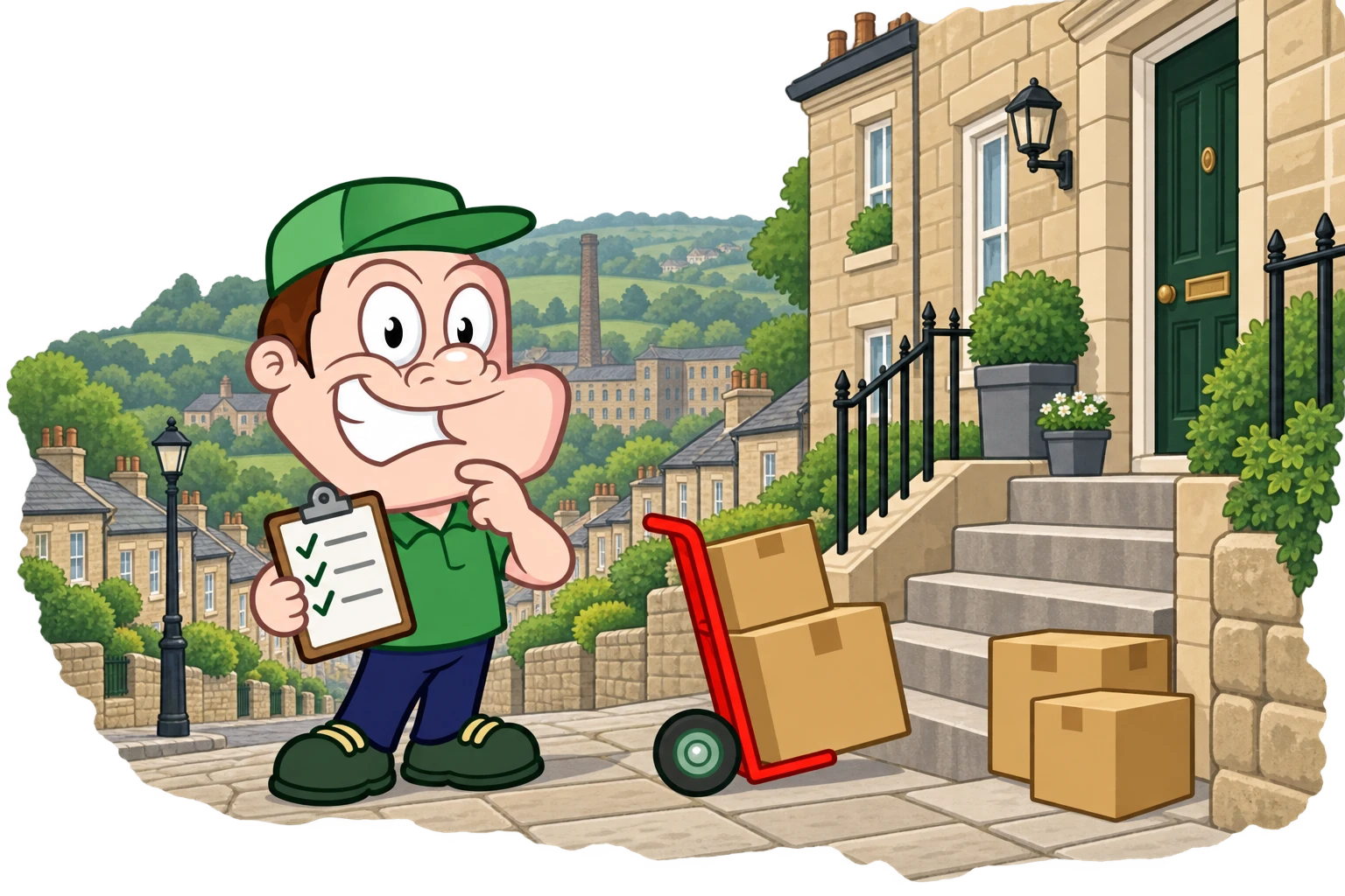 Driver Dan planning access with a moving checklist and boxes in Halifax