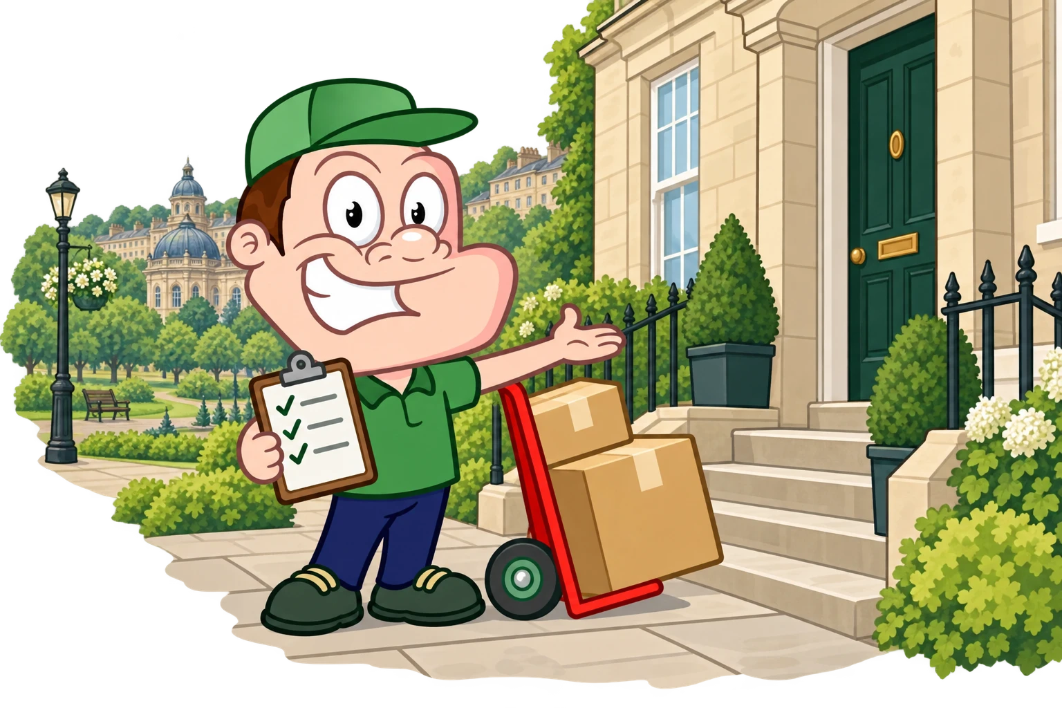 Driver Dan planning access with a moving checklist and boxes in Harrogate