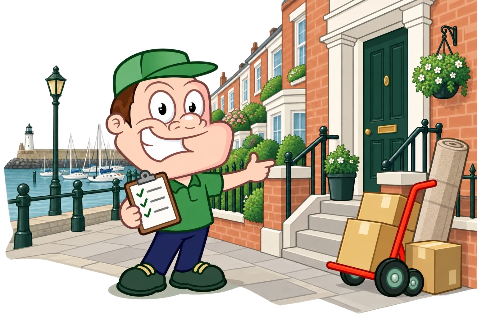Driver Dan planning access with a moving checklist and boxes in Hartlepool