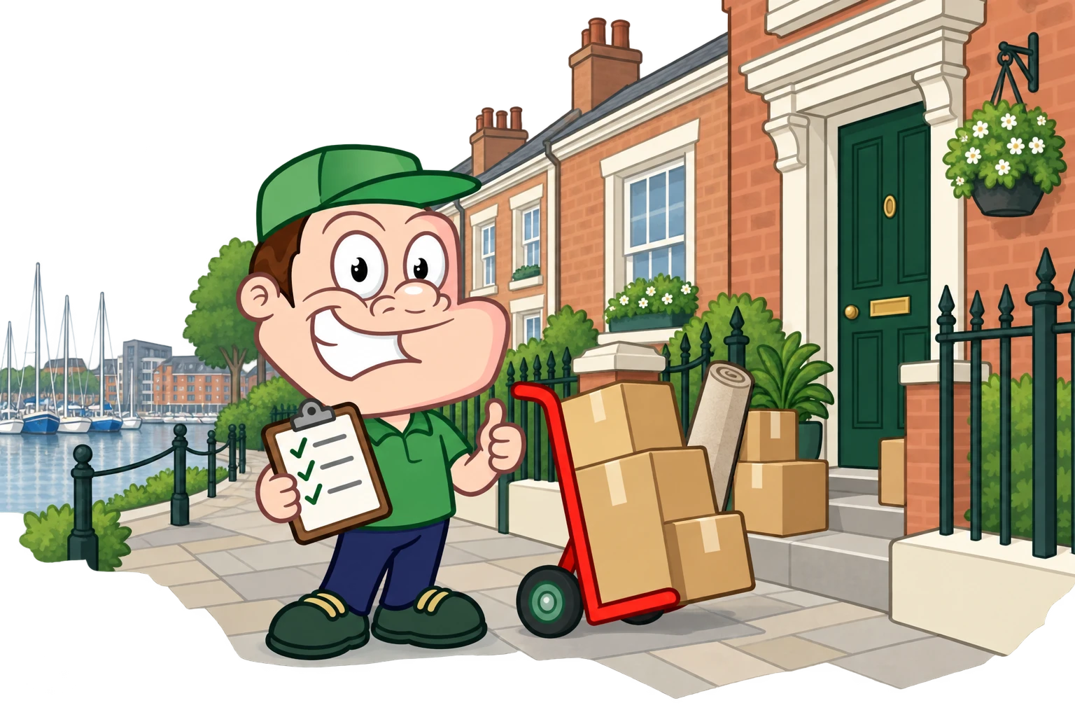 Driver Dan planning access with a moving checklist and boxes in Ipswich