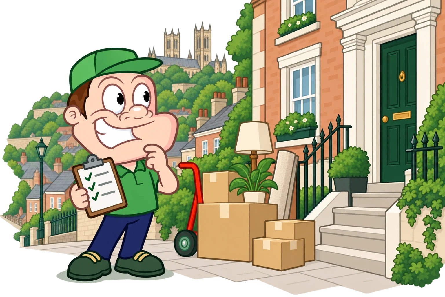 Driver Dan planning access with a moving checklist and boxes in Lincoln