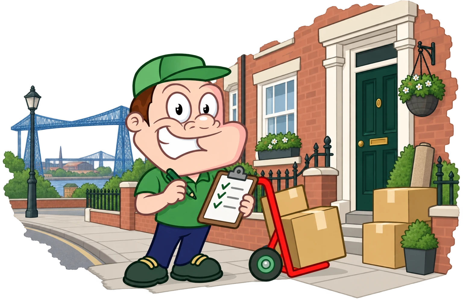 Driver Dan planning access with a moving checklist and boxes in Middlesbrough