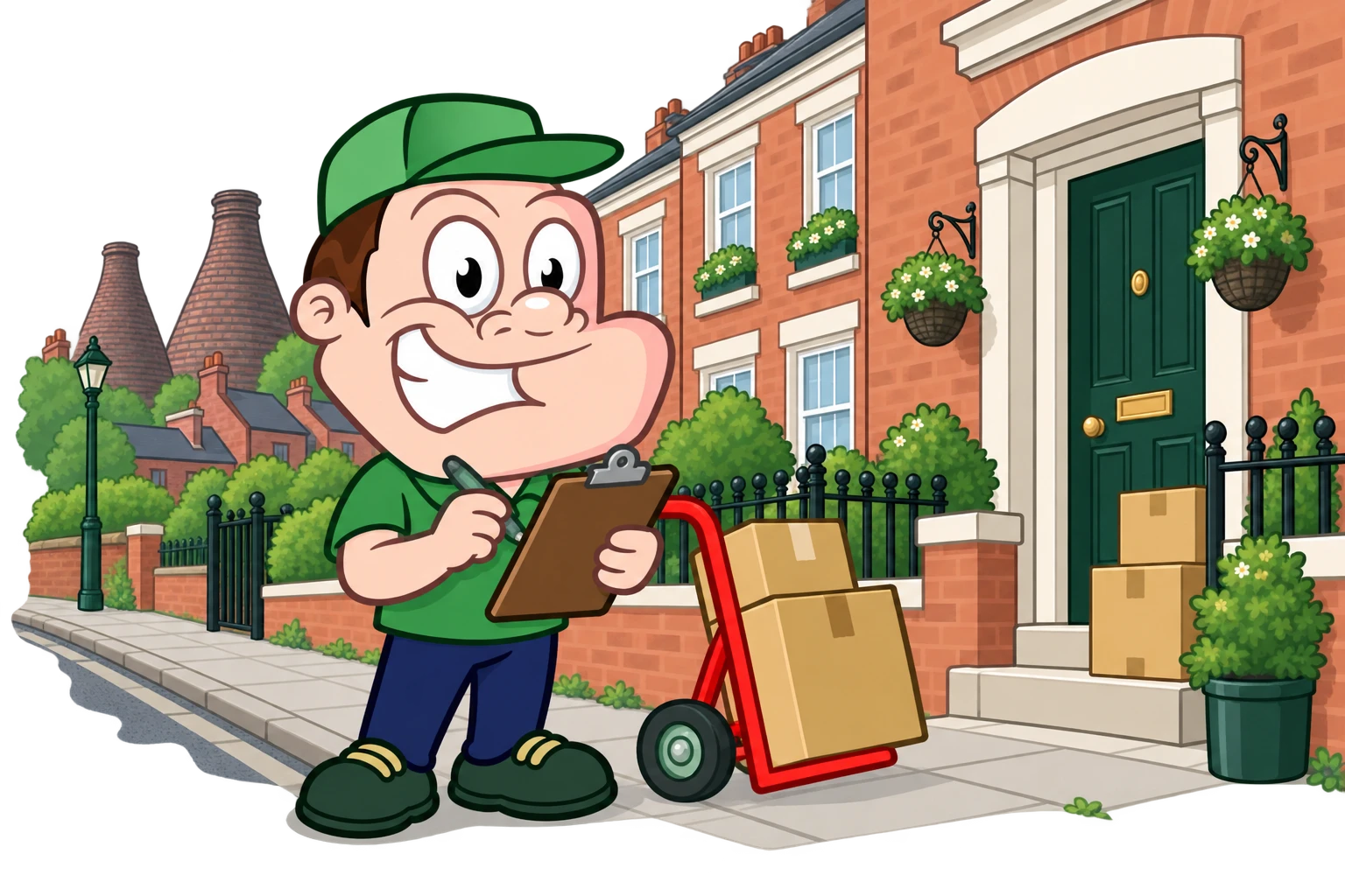 Driver Dan planning access with a moving checklist and boxes in Stoke-on-Trent