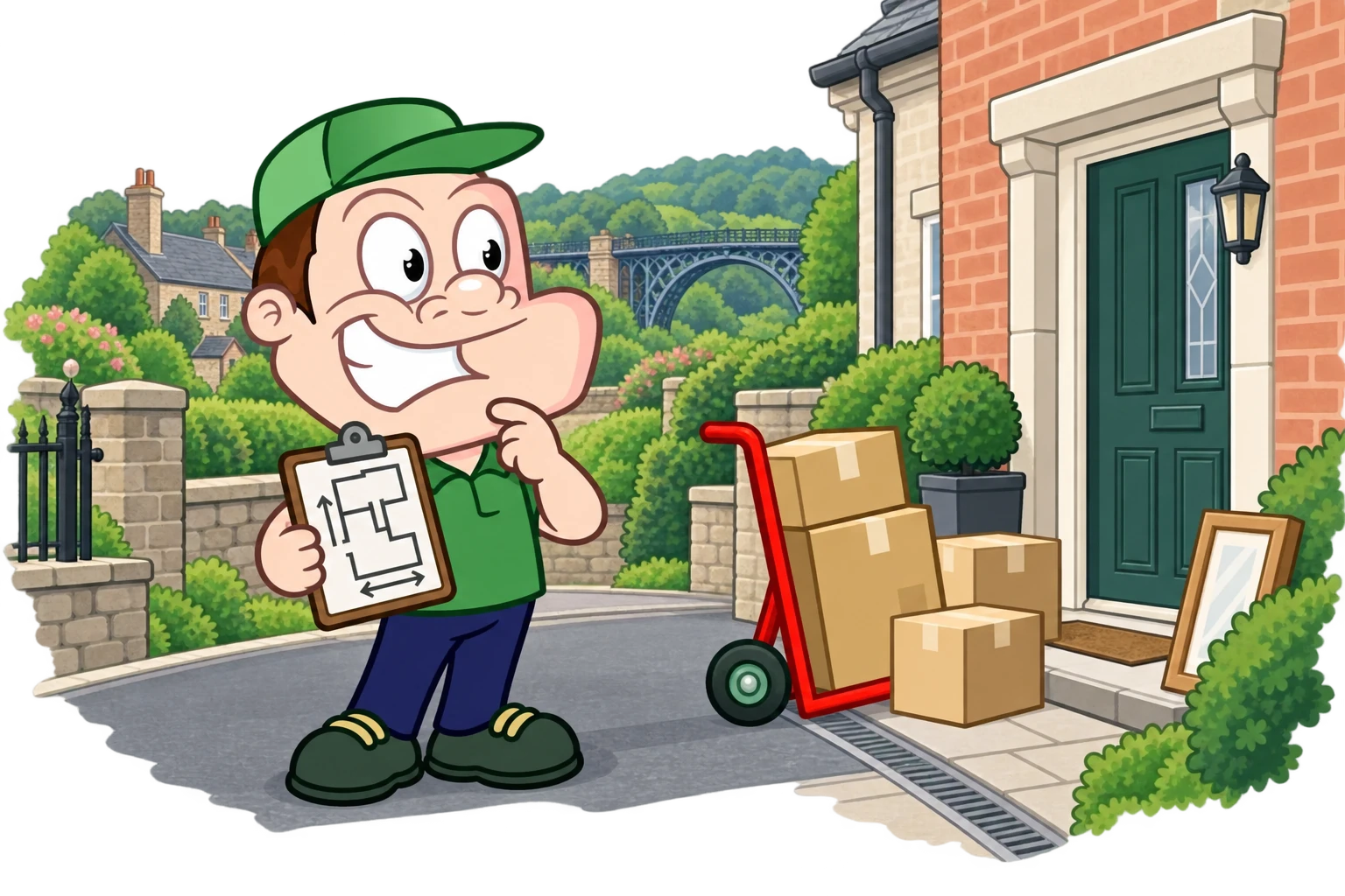 Driver Dan planning access with a moving checklist and boxes in Telford