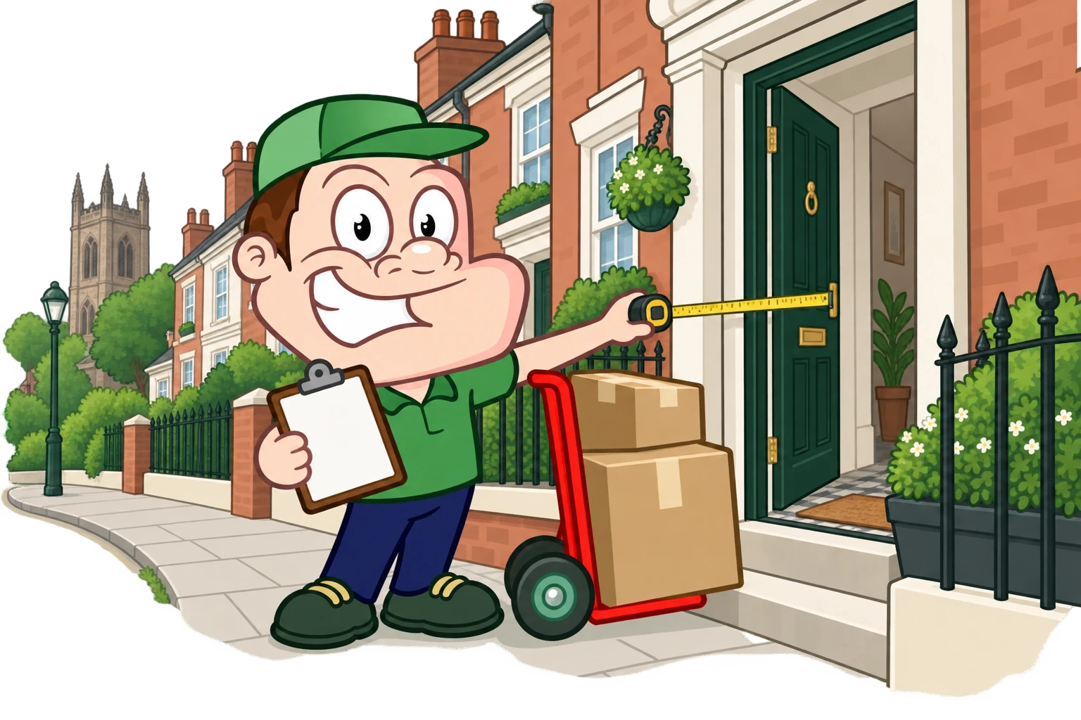 Driver Dan planning access with a moving checklist and boxes in Wolverhampton