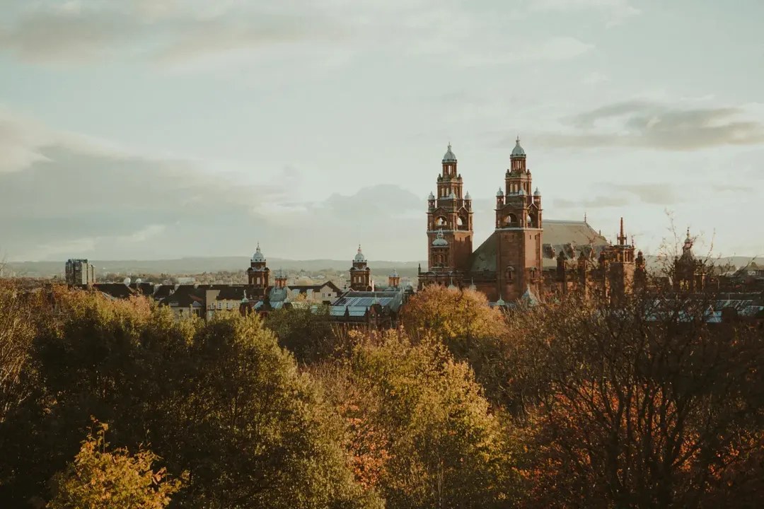 Glasgow skyline at sunset