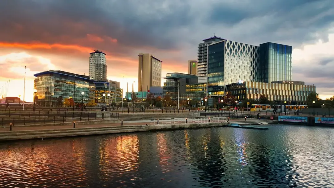 Manchester waterfront and city buildings