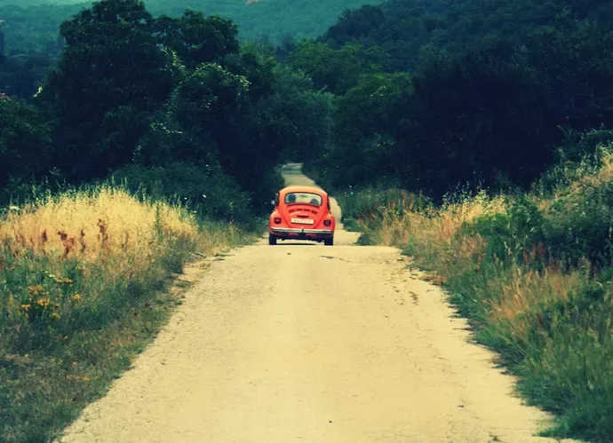 Car travelling along a country road