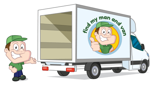 Driver Dan pointing towards an open Luton van